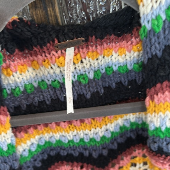 Free People Feeling Nostalgic Knit Woven Cardigan M Muilticolor Sweater - Picture 7 of 15